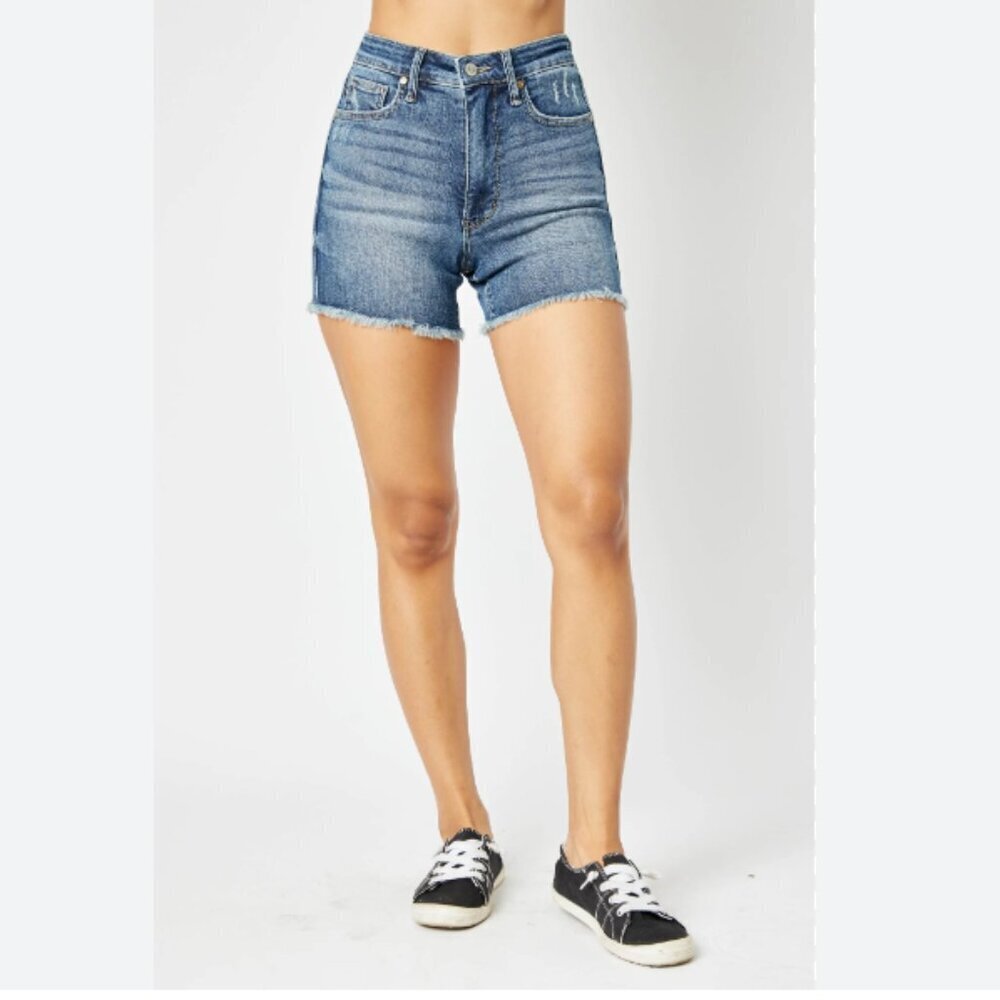 Judy Blue Washed Blue High-Rise Cutoff Jean Shorts